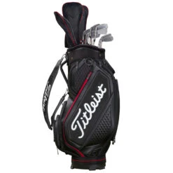 Titleist Jet Black Midsize Staff Golf Cart Bag -Golf Master Shop 2020jetblackmidsizestaffcartbagblackred4