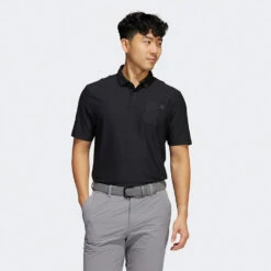Adidas Go-To Golf Polo Shirt -Golf Master Shop Adidas AW22 Go To Primegreen Polo Shirt HA6114 SHADI683 Black Model 1