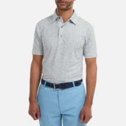 FootJoy Digital Camo FJ Print Lisle Golf Polo Shirt 9 FootJoy Digital Camo FJ Print Lisle Golf Polo Shirt -Golf Master Shop FootJoy SS22 Digital Camo FJ Print Lisle Golf Polo Shirt Grey 88438 Front model 1