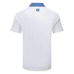 FootJoy Tossed Tulip Trim Pique Golf Polo Shirt 5 FootJoy Tossed Tulip Trim Pique Golf Polo Shirt -Golf Master Shop FootJoy SS23 Tossed Tulip Trim Pique Polo Shirt 80025 SHFOO235 S White Twilight Back