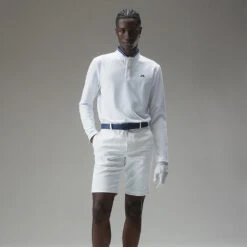 J.Lindeberg Tyson Long Sleeve Golf Polo Shirt -Golf Master Shop J.Lindeberg Tyson LS Reg Fit Polo GMJT07801 0000 SHLIN154 WhiteNavy Peony Model 1