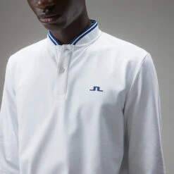 J.Lindeberg Tyson Long Sleeve Golf Polo Shirt -Golf Master Shop J.Lindeberg Tyson LS Reg Fit Polo GMJT07801 0000 SHLIN154 WhiteNavy Peony Model 2