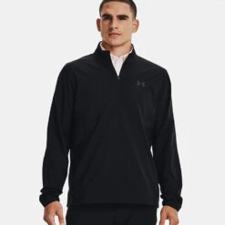 Under Armour Storm Windstrike 1/2 Zip Golf Wind Top -Golf Master Shop Under Armour AW22 Storm Windstrike 1 2 Zip Wind Top 1370156 001 WTUND084 S Black Jet Gray Model 1